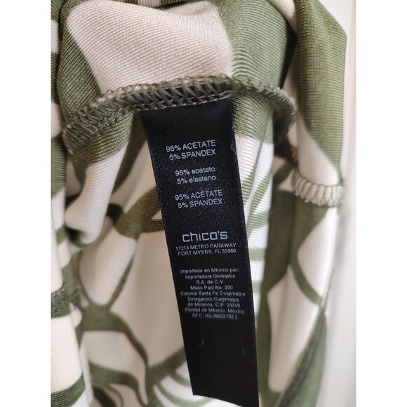 Chicos Travelers Jacket Size 1 Women Medium One Button 3/4 Sleeve Cream Green - Picture 6 of 7